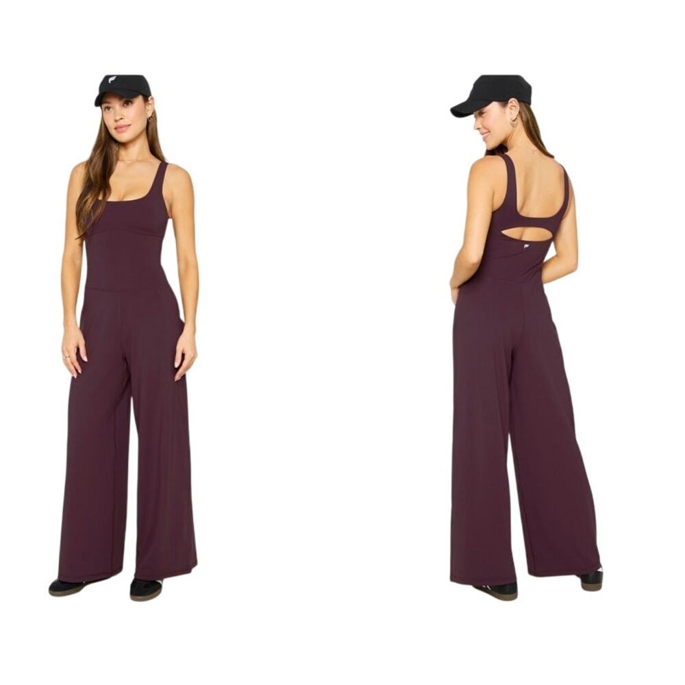 Fabletics PureLuxe Wide-Leg Jumpsuit Oxblood L